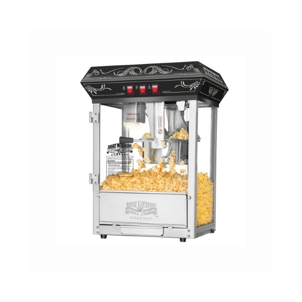 Great Northern Popcorn Foundation Popcorn Machine with Cart Makes 2 Gallons, 6-Ounce Kettle, Drawer, Tray and Scoop (Black) 939532YEX - main